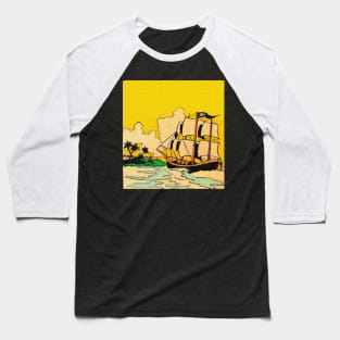 Sailing boat under a yellow sky Baseball T-Shirt